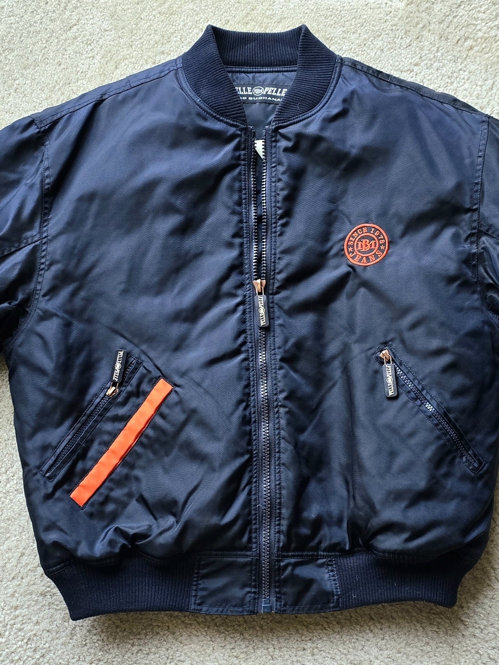 Pelle Pelle Bomber Jacket with Orange Accents